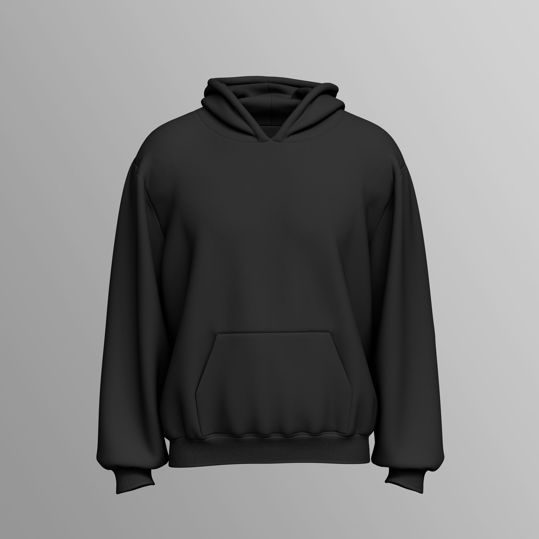 Black hoodie on gray background